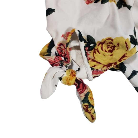 Floral Print Blouson Dress Juniors Size Large (11-13) Cap Sleeve Crotchet Trim - Picture 8 of 12